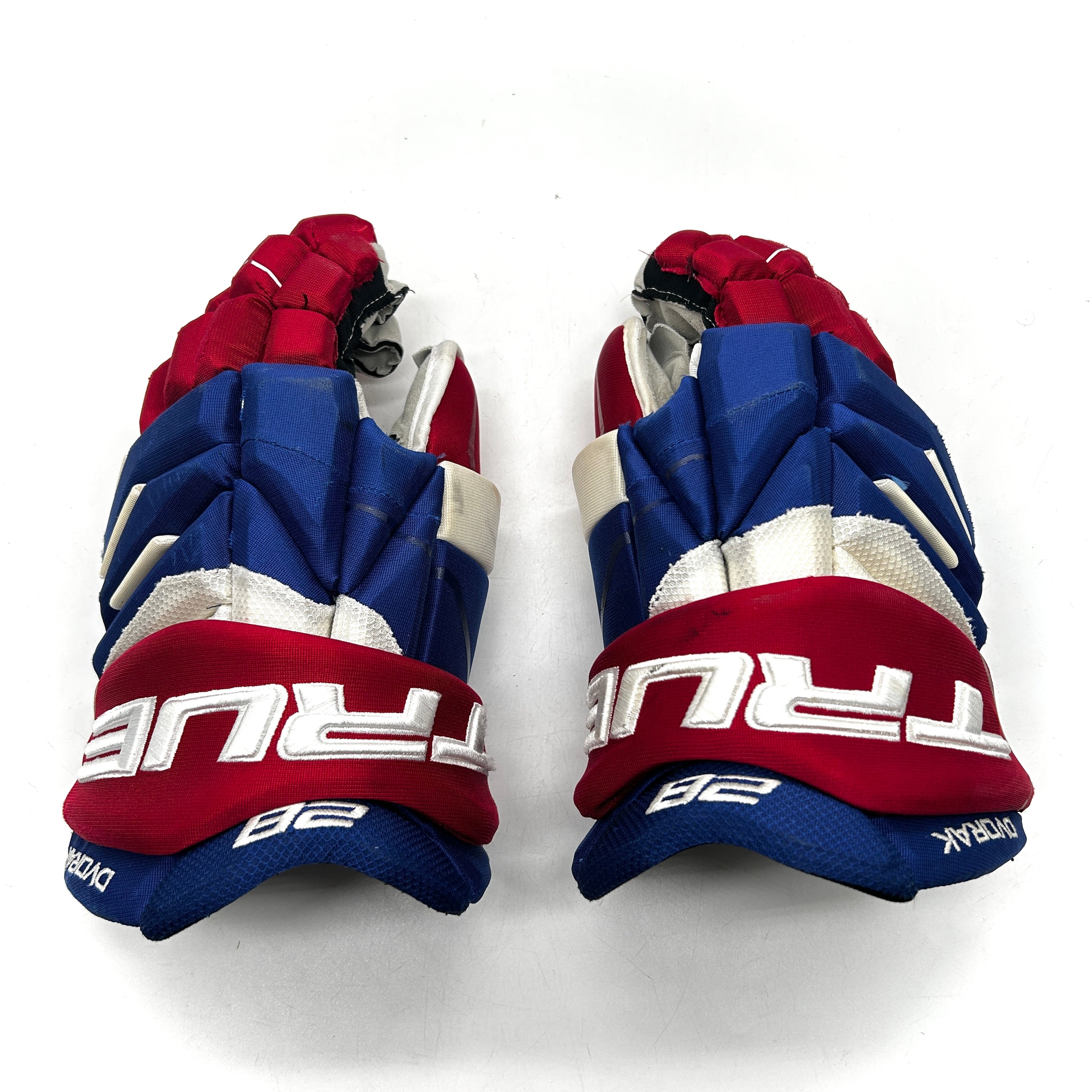 TRUE Catalyst 9X - Used NHL Pro Stock Gloves - Christian Dvorak (Blue/Red/White)